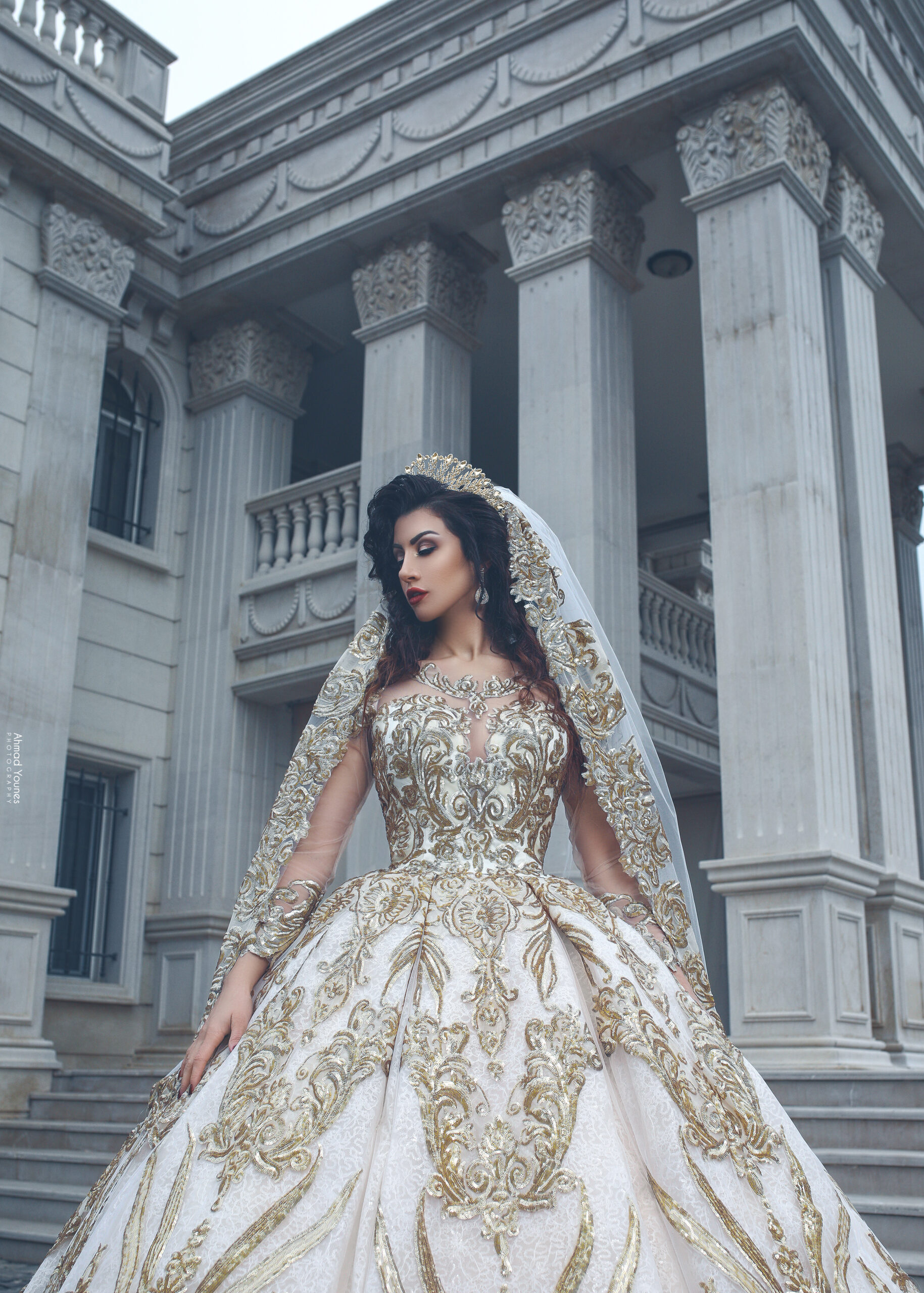 24k genuine gold thread embroidery dress – Zeina Halabi haute couture
